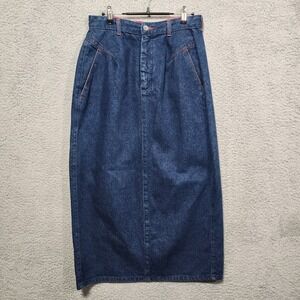 Wrangler Vintage Womens Denim‎ Maxi Skirt Plus Size 13/14 80's 90's Jean Pockets
